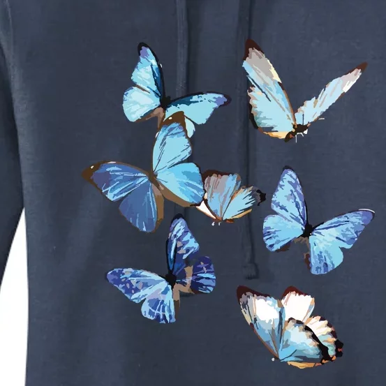 Blue Morpho Butterfly Swarm Lepidoptera Entomology Women's Pullover Hoodie