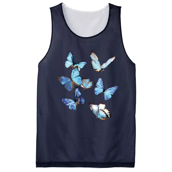 Blue Morpho Butterfly Swarm Lepidoptera Entomology Mesh Reversible Basketball Jersey Tank