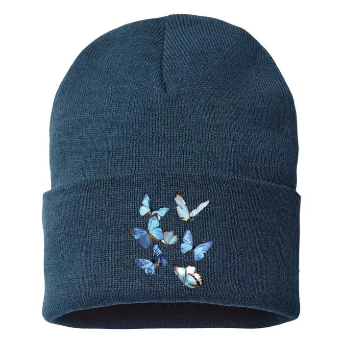 Blue Morpho Butterfly Swarm Lepidoptera Entomology Sustainable Knit Beanie