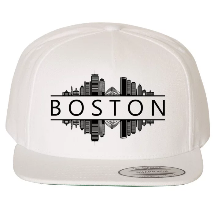 Boston Massachusetts Wool Snapback Cap