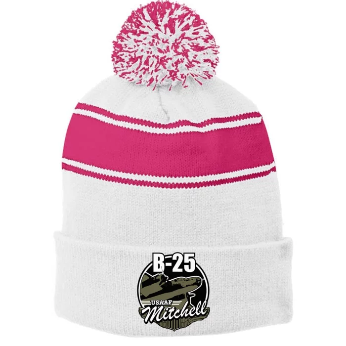 B25 Mitchell Stripe Pom Pom Beanie