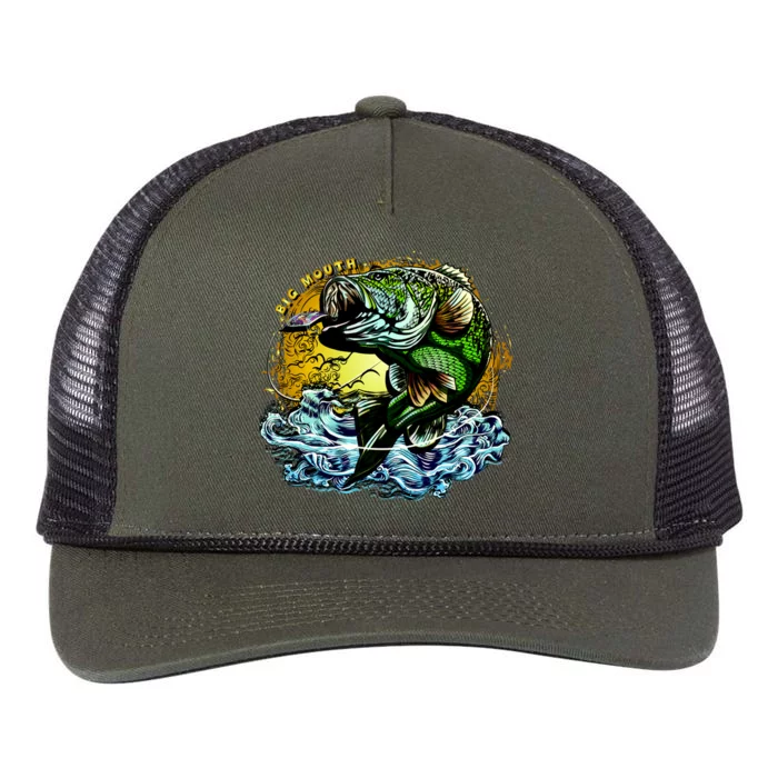 Big Mouth Bass Retro Rope Trucker Hat Cap