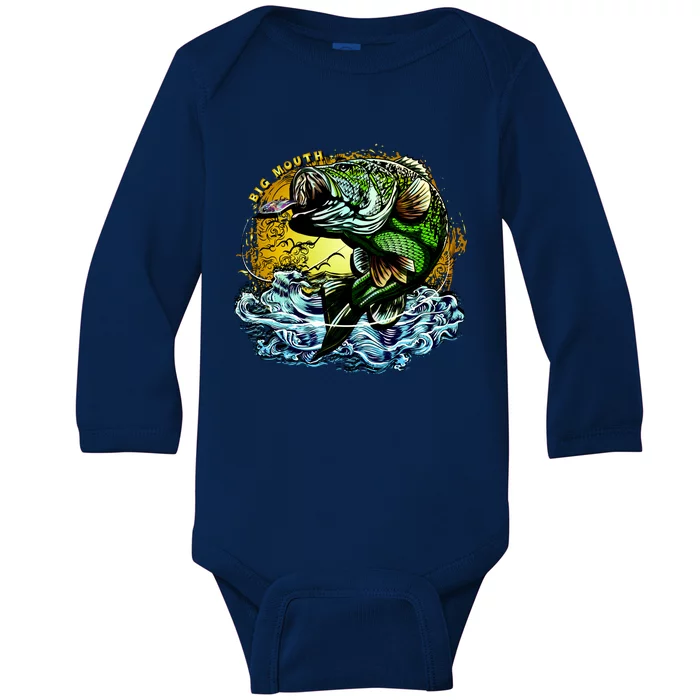 Big Mouth Bass Baby Long Sleeve Bodysuit