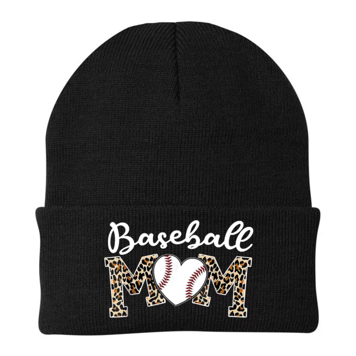 Ball Mom Baseball Softball Mom Mothers Day Leopard Mama Knit Cap Winter Beanie