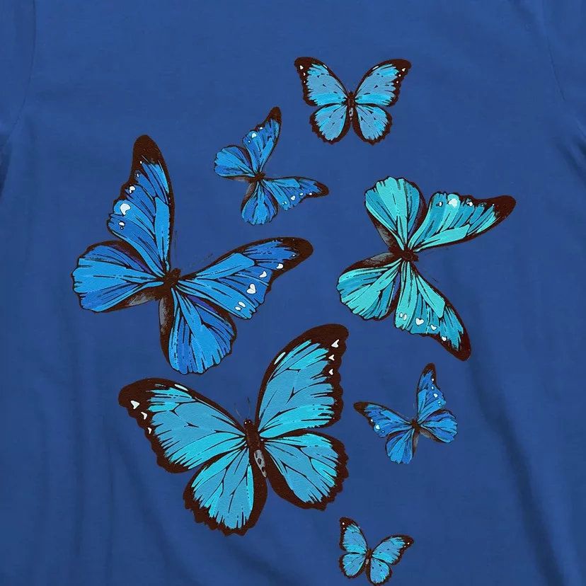 Blue Morpho Butterfly Swarm Lepidoptera Lover Entomologist T-Shirt