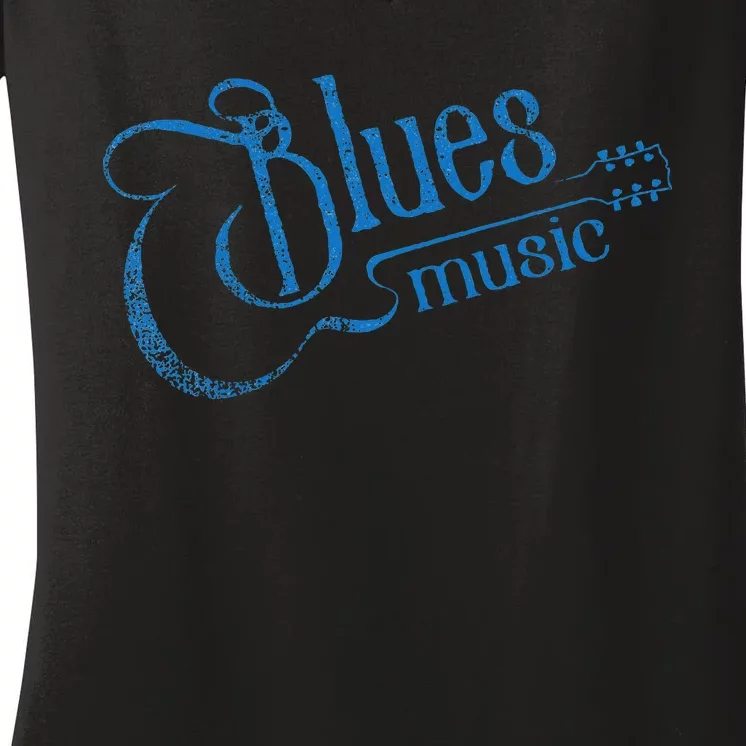 Blues Music Blues Lover Musician Guitarist Guitar Player Women's V-Neck T-Shirt