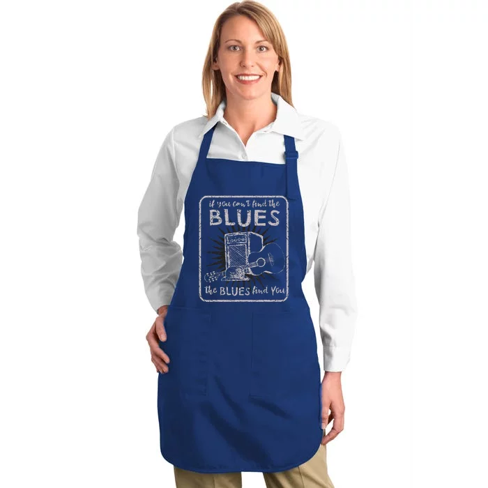 Blues Music Band Lover Vintage Guitar Teacher Funny Blues Full-Length Apron With Pocket