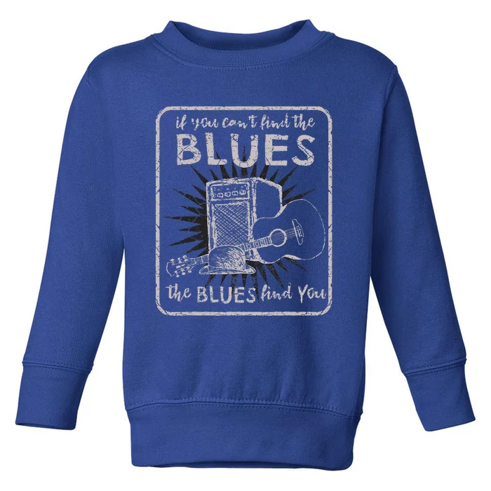 Blues Music Band Lover Vintage Guitar Teacher Funny Blues Toddler Sweatshirt