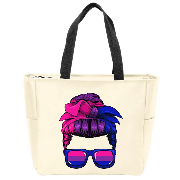 Bisexual Messy Bun LGBTQ Cool Subtle Bi Pride Flag Colors Zip Tote Bag