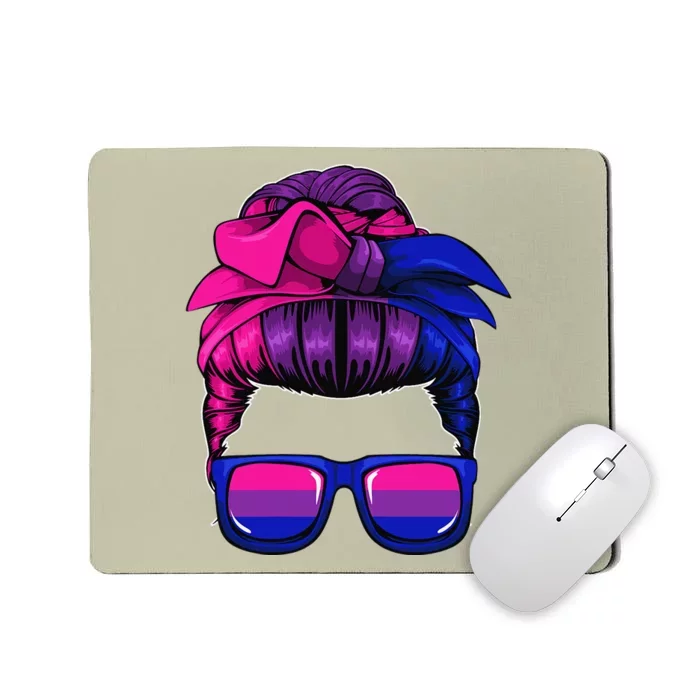 Bisexual Messy Bun LGBTQ Cool Subtle Bi Pride Flag Colors Mousepad