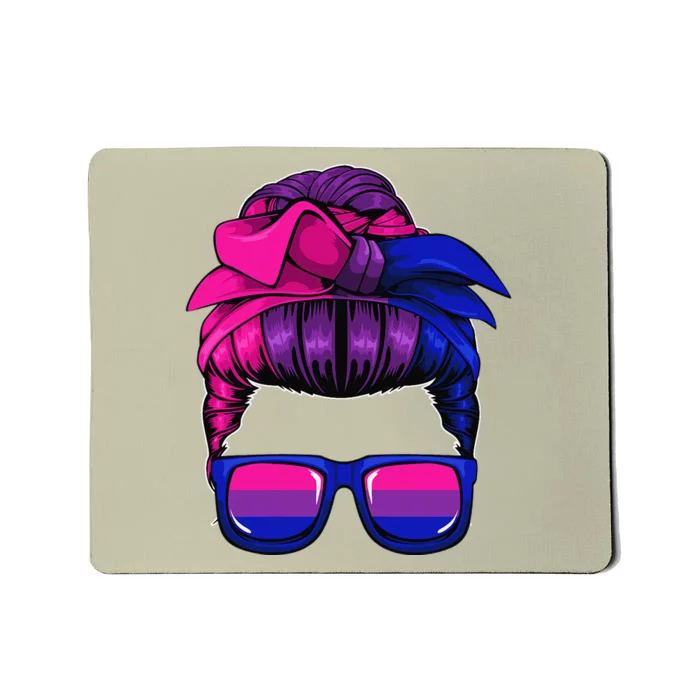 Bisexual Messy Bun LGBTQ Cool Subtle Bi Pride Flag Colors Mousepad