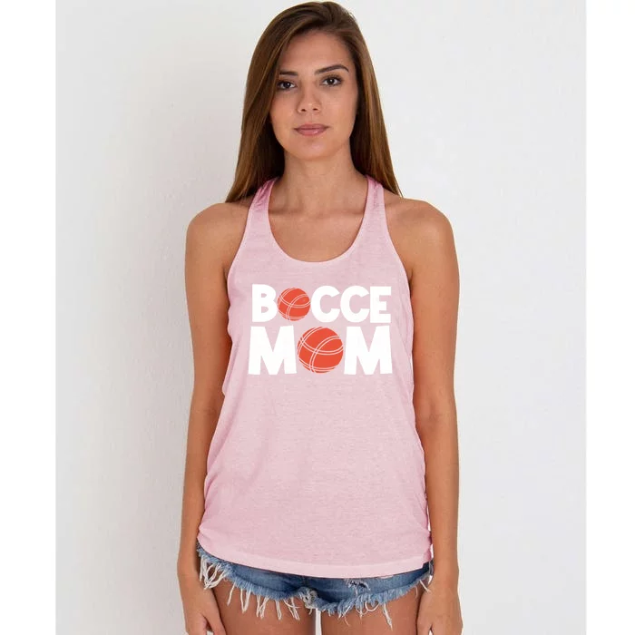 Bocce Mom Bocce Ball Player Mother Bocce Gift Women's Knotted Racerback Tank