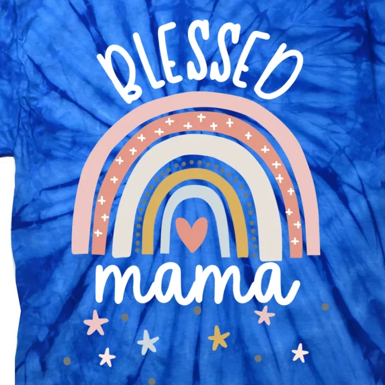 Blessed Mama Boho Rainbow Mom Gift Tie-Dye T-Shirt