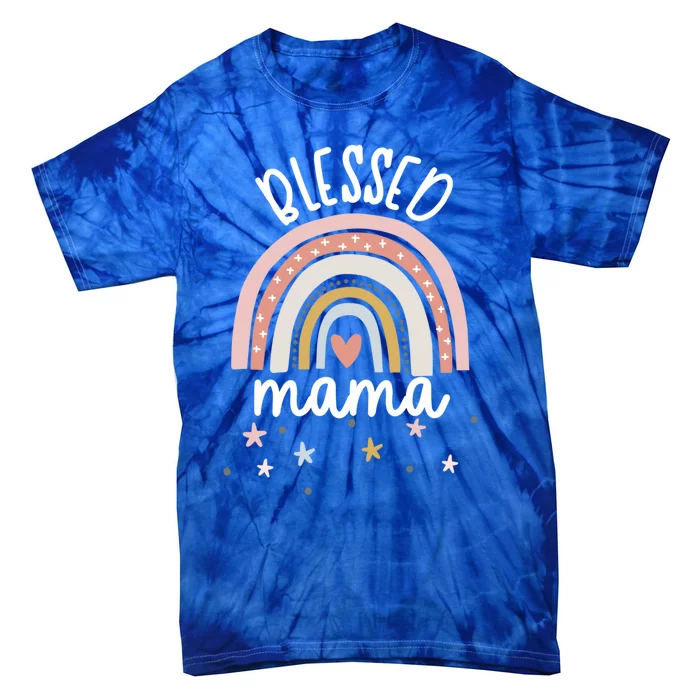 Blessed Mama Boho Rainbow Mom Gift Tie-Dye T-Shirt