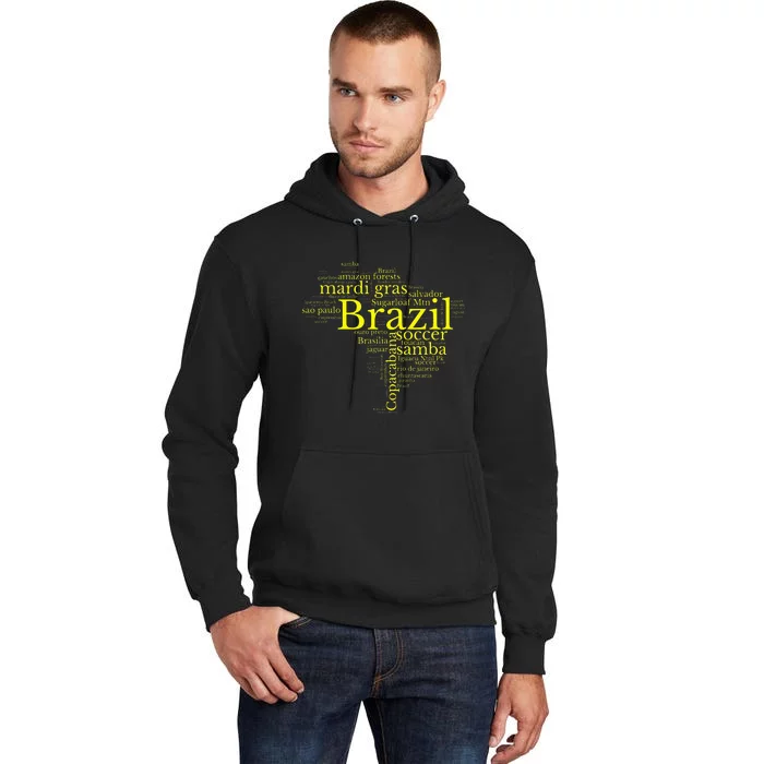 Brazil Map Brazilian Soccer Copacabana Brasil Men Women Gift Tall Hoodie