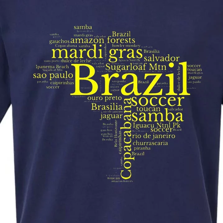 Brazil Map Brazilian Soccer Copacabana Brasil Men Women Gift Sueded Cloud Jersey T-Shirt