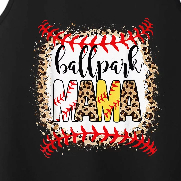 Ballpark Mama Ball Happy Mothers Day Bleached Performance Tank