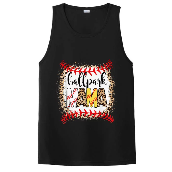 Ballpark Mama Ball Happy Mothers Day Bleached Performance Tank