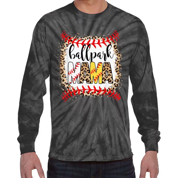 Ballpark Mama Ball Happy Mothers Day Bleached Tie-Dye Long Sleeve Shirt