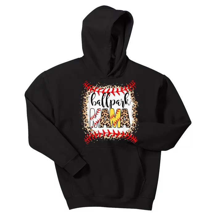 Ballpark Mama Ball Happy Mothers Day Bleached Kids Hoodie