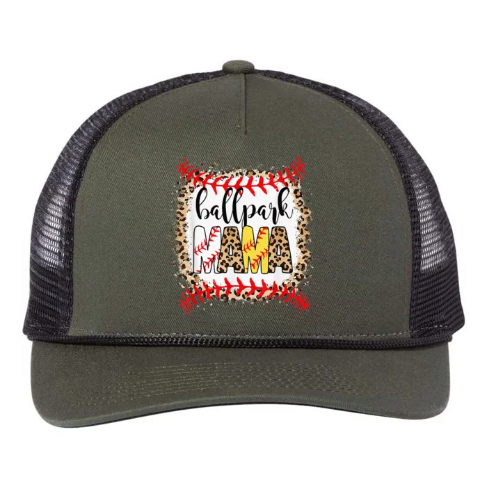 Ballpark Mama Ball Happy Mothers Day Bleached Retro Rope Trucker Hat Cap