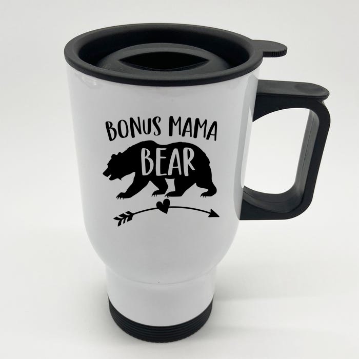 Bonus Mama Bear Best Step Mom Ever Stepmom Stepmother Gift Front & Back Stainless Steel Travel Mug