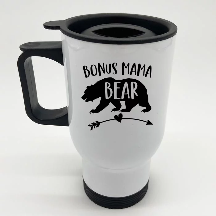 Bonus Mama Bear Best Step Mom Ever Stepmom Stepmother Gift Front & Back Stainless Steel Travel Mug