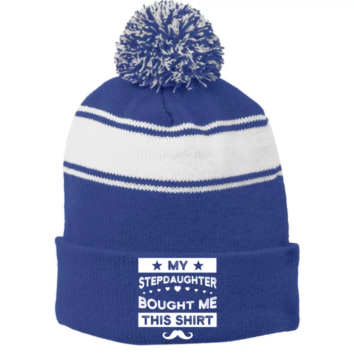 Being My Bonus Dad Is Really Bonus Father Stepdad Gift Stripe Pom Pom Beanie