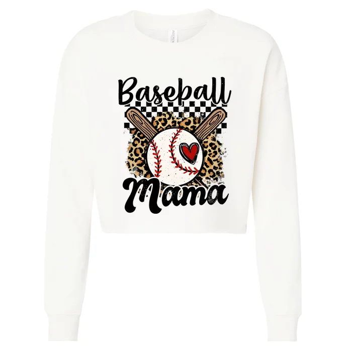 Baseball Mama Baseball Mom Family Funny Cropped Pullover Crew