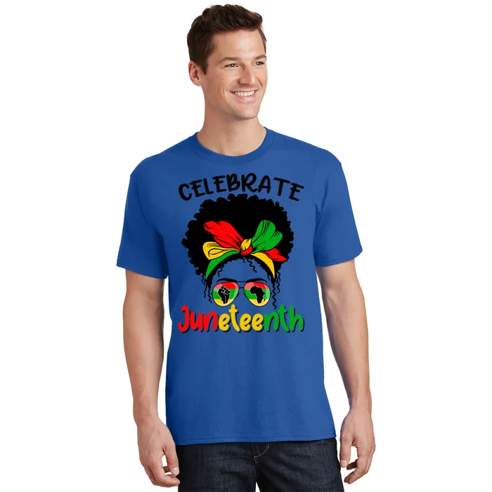 Black Messy Bun Blm Juneteenth Celebrate Indepedence Great Gift T-Shirt