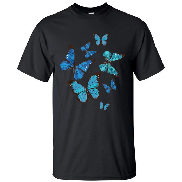 Blue Morpho Butterfly Swarm Lepidoptera Lover Entomologist Tall T-Shirt