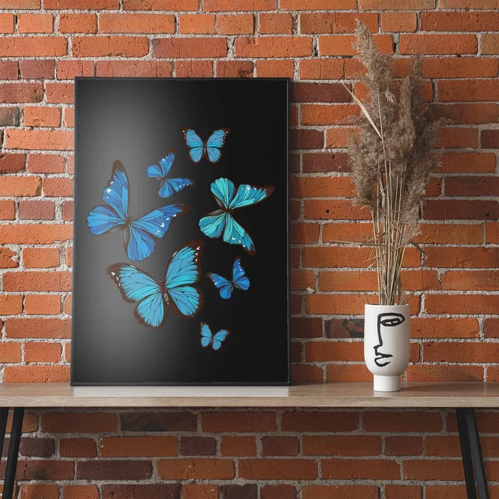 Blue Morpho Butterfly Swarm Lepidoptera Lover Entomologist Poster