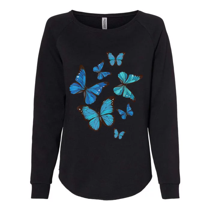 Blue Morpho Butterfly Swarm Lepidoptera Lover Entomologist Womens California Wash Sweatshirt