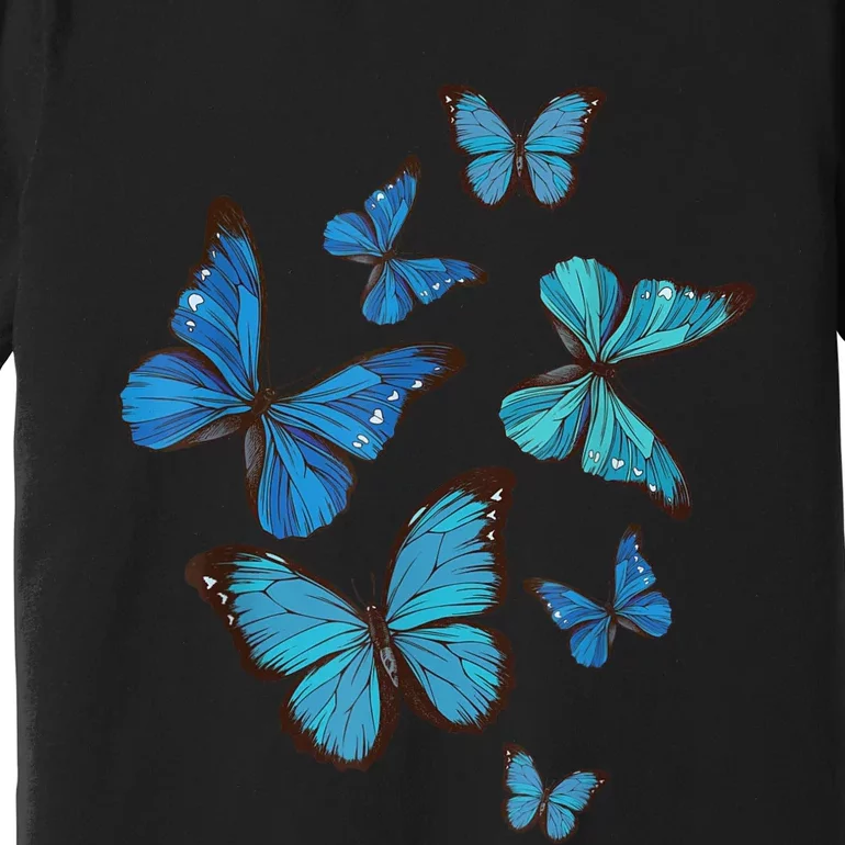 Blue Morpho Butterfly Swarm Lepidoptera Lover Entomologist Premium T-Shirt