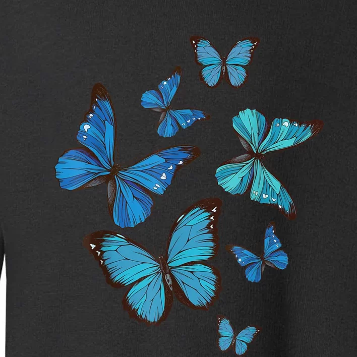 Blue Morpho Butterfly Swarm Lepidoptera Lover Entomologist Toddler Sweatshirt