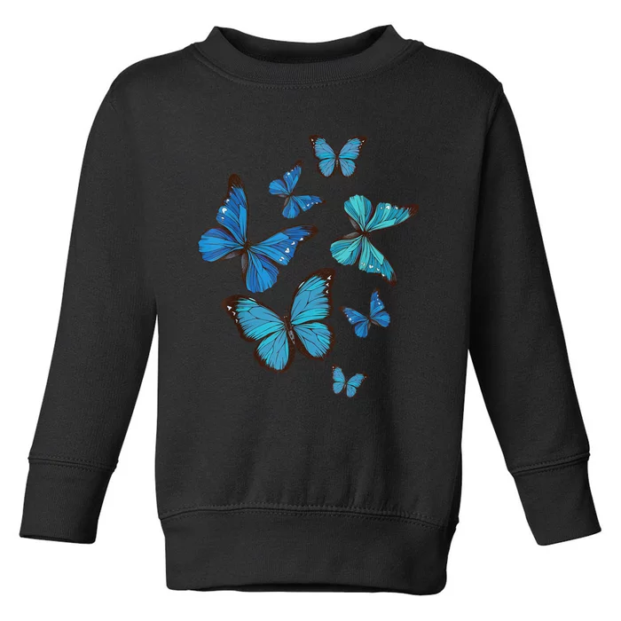 Blue Morpho Butterfly Swarm Lepidoptera Lover Entomologist Toddler Sweatshirt