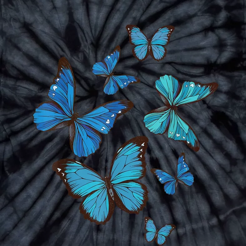 Blue Morpho Butterfly Swarm Lepidoptera Lover Entomologist Tie-Dye T-Shirt