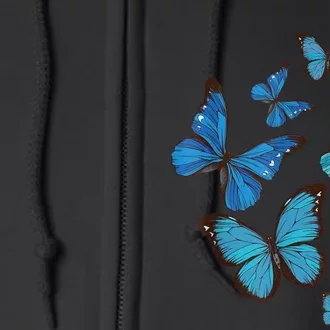 Blue Morpho Butterfly Swarm Lepidoptera Lover Entomologist Full Zip Hoodie