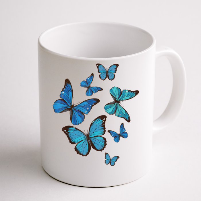 Blue Morpho Butterfly Swarm Lepidoptera Lover Entomologist Front & Back Coffee Mug