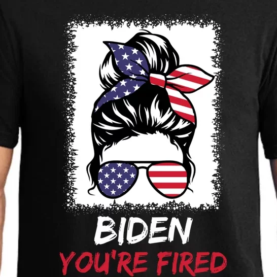 Bleached Messy Bun Biden YouRe Fired Fire Biden Elect Trump Gift Pajama Set