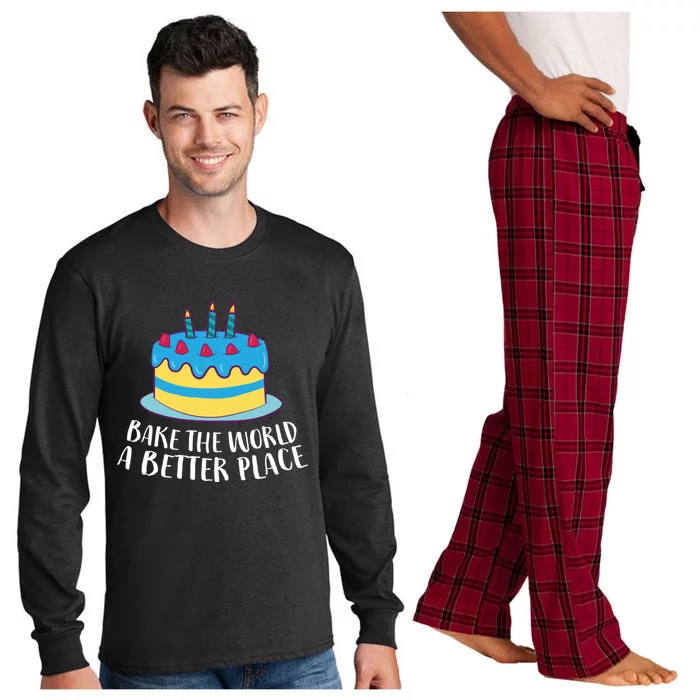 Baking Mom Bake The World A Better Place Cake Baking Cool Gift Long Sleeve Pajama Set