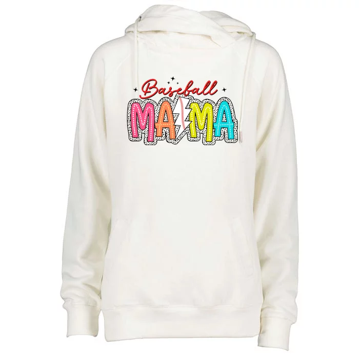 Baseball Mama Baseball Team Lover Funny Gamer Womens Funnel Neck Pullover Hood