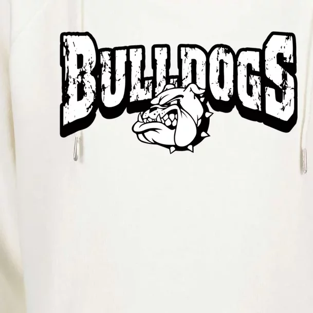 Bulldogs Mascot Back To School Team Spirit Womens Funnel Neck Pullover Hood