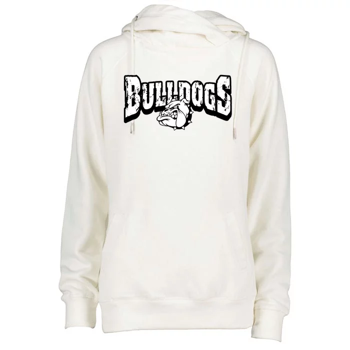 Bulldogs Mascot Back To School Team Spirit Womens Funnel Neck Pullover Hood