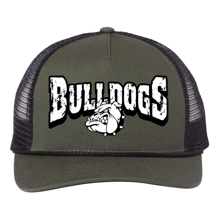 Bulldogs Mascot Back To School Team Spirit Retro Rope Trucker Hat Cap