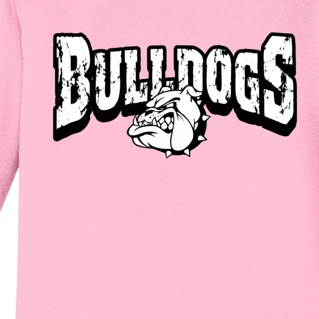 Bulldogs Mascot Back To School Team Spirit Baby Long Sleeve Bodysuit