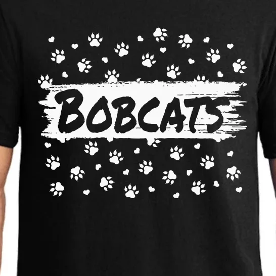 Bobcats Mascot Back To School Spirit Footprint Heart Squad Pajama Set