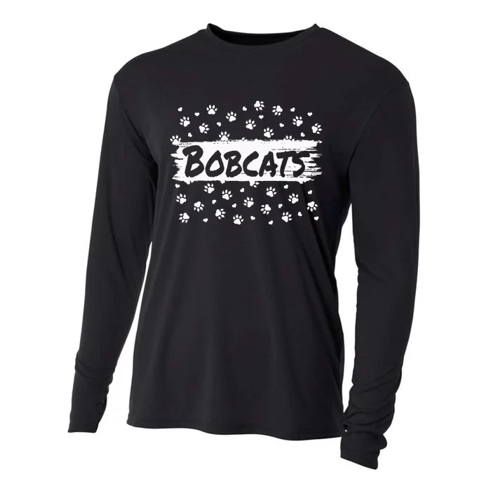 Bobcats Mascot Back To School Spirit Footprint Heart Squad Cooling Performance Long Sleeve Crew