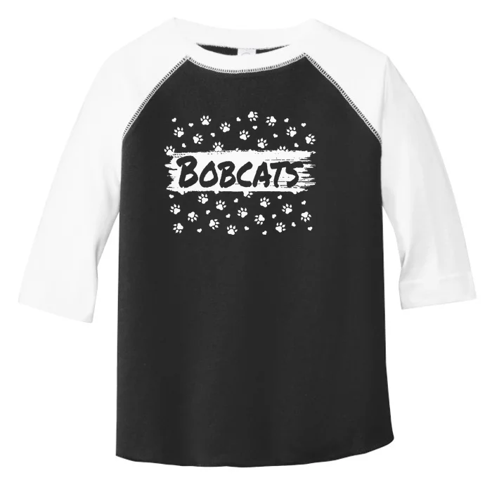 Bobcats Mascot Back To School Spirit Footprint Heart Squad Toddler Fine Jersey T-Shirt