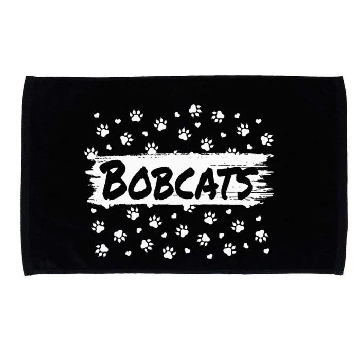 Bobcats Mascot Back To School Spirit Footprint Heart Squad Microfiber Hand Towel